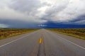 Driving into a Thunderstorm with Threatening Sky