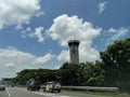 Driving on the toll road next to the Air Traffic Control (ATC) Tower Royalty Free Stock Photo