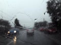 Driving during torrential rain Royalty Free Stock Photo