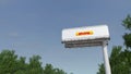 Driving towards advertising billboard with DHL Express logo. Editorial 3D rendering 4K clip