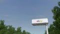 Driving towards advertising billboard with eBay Inc. logo. Editorial 3D rendering Royalty Free Stock Photo