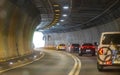 Driving through a tunnel in the mountains in Tyrol Austria Royalty Free Stock Photo