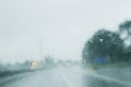 Driving under the rain Royalty Free Stock Photo