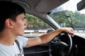 Driving on the wet road Royalty Free Stock Photo