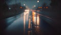 Driving on wet road at night. Rainy day. Motion blur Royalty Free Stock Photo