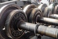 Driving wheelset with gears in a repair depot Royalty Free Stock Photo