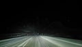 Driving in the winter nightime snow