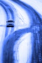 Driving on Winter Roads Traveling Stormy Weather Royalty Free Stock Photo