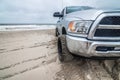 Driving 4x4 on fort fisher park beach in north carolina Royalty Free Stock Photo