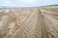 Driving 4x4 on fort fisher park beach in north carolina Royalty Free Stock Photo