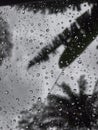 The drizzle of rain on the glass in the afternoon, a cold atmosphere enveloped the afternoon. Royalty Free Stock Photo
