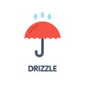 Drizzle umbrella flat icon design style illustration on white background