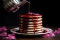 drizzling kirsch syrup over cake layers