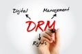 DRM Digital Rights Management - set of access control technologies for restricting the use of proprietary hardware and copyrighted