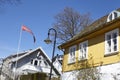 Drobak Akershus, Norway - Flag and houses Royalty Free Stock Photo