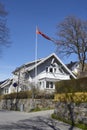 Drobak Akershus, Norway - Flag and houses Royalty Free Stock Photo