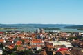 Drobeta Turnu Severin cityscape. Danube river landscape.