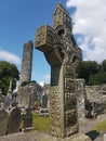 Drogheda, IRELAND - August 5h, 2019: Celtic High Cross in the historic ruins of Monasterboice, an early Christian settlement near