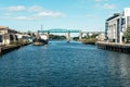 Drogheda, Ireland - July 16, 2017: A view of the Boyne Viaduct - a railway bridge over the river Boyne.