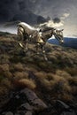 Droid horse running by fields