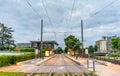 Droits de l`Homme Tram Station in the European District of Strasbourg, France Royalty Free Stock Photo