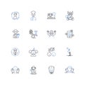 Droll people line icons collection. Humorous, Witty, Comical, Amusing, Jovial, Hilarious, Mischievous vector and linear