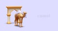 Dromedary near Arabian Golden Arch. Color banner with place for text