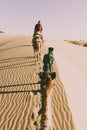 View from dromedary with tourist in the thar desert, rajasthan, india