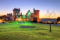 Dromoland Castle during the night at sunset. Royalty Free Stock Photo