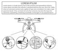 Dron/UAV/ Usage Infographic outline. Drone for police with police mark on his front side vector