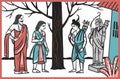 Dronacharya accompanied his beloved disciple Arjuna went to the cottage of his unsolicited disciple Ekalavya to meet him