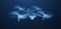 Drone. Abstract 3d drone isolated on blue. Military technology, aerial monitoring