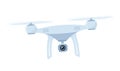 Drone with action Camera. Air Video and Photography. Flying quadrocopter with camera. Vector illustration for banner