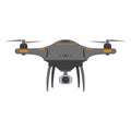 Drone with action camera in flat style on white background Royalty Free Stock Photo