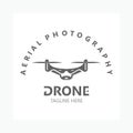 Drone aerial with camera vector template icon. logo photography drone vector. quadcopter flat style