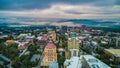 Drone Aerial of Downtown Asheville North Carolina Skyline