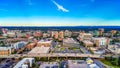 Drone Aerial of Downtown Greenville SC South Carolina Skyline