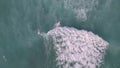 Drone, aerial footage of two girls surfing in Waikiki Beach, Oahu