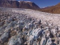 Drone aerial image of a heavily crevassed glacier in northeast Greenland