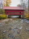 Aerial Drone Image of a red Covered Bridge Royalty Free Stock Photo