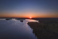 Drone/aerial image taken during sunset over Lake Muskoka. Located near Bracebridge, Ontario, Canada. Royalty Free Stock Photo