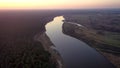 Aerial view of Bug river in Mazowsze region of Poland