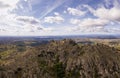 Drone aerial panorama view of Monsanto castle historic village, in Portugal