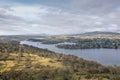 Drone aerial photograph of the town of Jindabyne in the Snowy Mountains in Australia