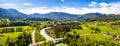 Isartal Karwendel mountains, Isar river, Bavaria Germany Aerial