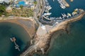 Drone aerial scenery fishing port pernera Protaras Cyprus. Royalty Free Stock Photo