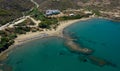 Drone aerial scenery of a sandy bay tropical beach for swimming. Summer vacations Royalty Free Stock Photo
