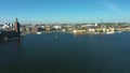 Drone aerial shot Stockholm Cityskyline. Summer day in the capital of Sweden.