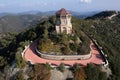 Drone aerial of throni of Panagia Kykkou temple landmark in Cyprus Europe.