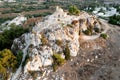 Drone aerial top view of christian church saint profitis elias on the rock. Protaras area Cyprus